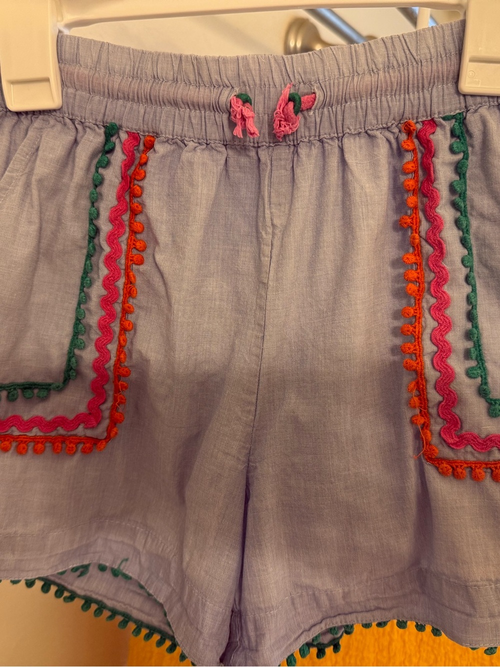 Boden Lavender High-Waist Women’s Shorts with Pink, Orange and Green Trim